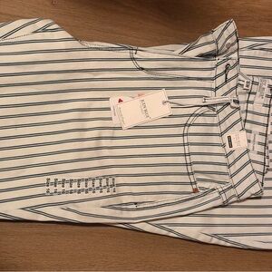 Judy Blue White Flare Jeans with Navy Pinstripes